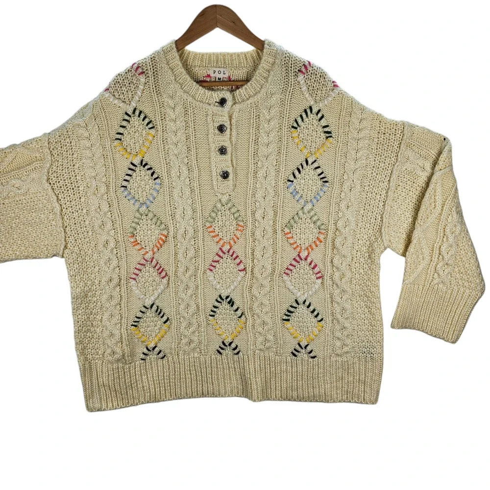 POL Cream Multicolor Knit Sweater - Picture 1 of 13